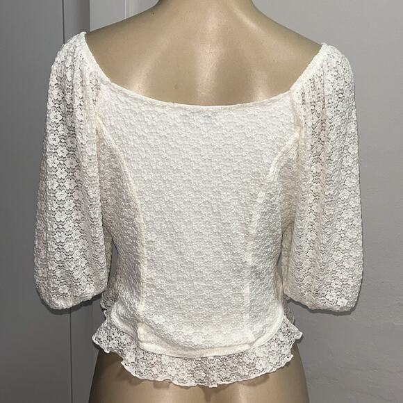 Jessica Simpson Ivory Cream Lace Blouse Sz M/L - Picture 6 of 10